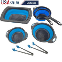 5 Pack Collapsible Colander Set Over Sink Strainers Space Saving Silicone Kitchen Tools Versatile Food Prep Drain Pasta Fruits