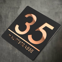 Personalized Custom 3D Door Sign Laser Cut Acrylic Mirror Text Modern Floating House Number Sign Outdoor Street Family Name Sign