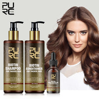 PURC Biotin Hair Growth Oil Shampoo Conditioner Sets Smoothing Anti-Hair Loss Scalp Treatment Hair Care Products for Men Women
