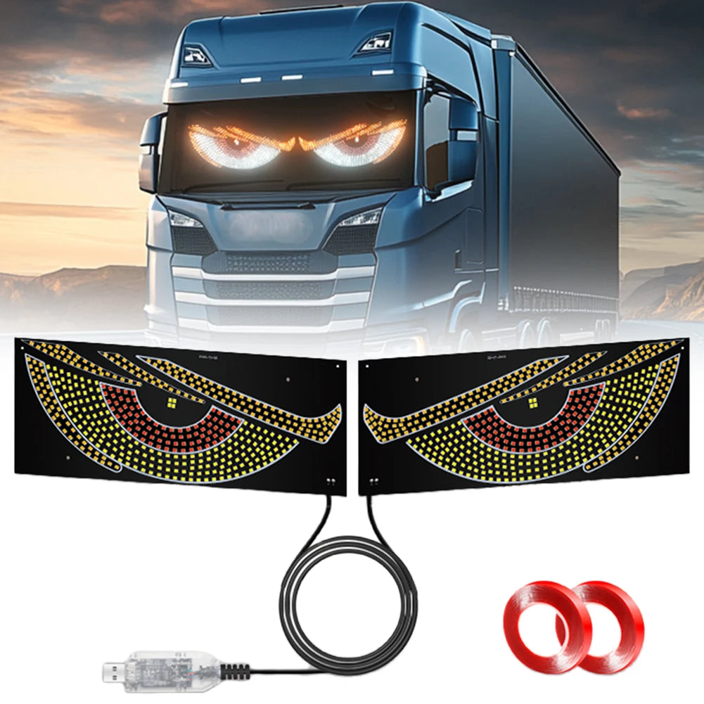 2Pcs LED Dynamic Demon Eyes Atmosphere Light USB Car Front Rear Windshield Glass Light Auto Decoration Accessories