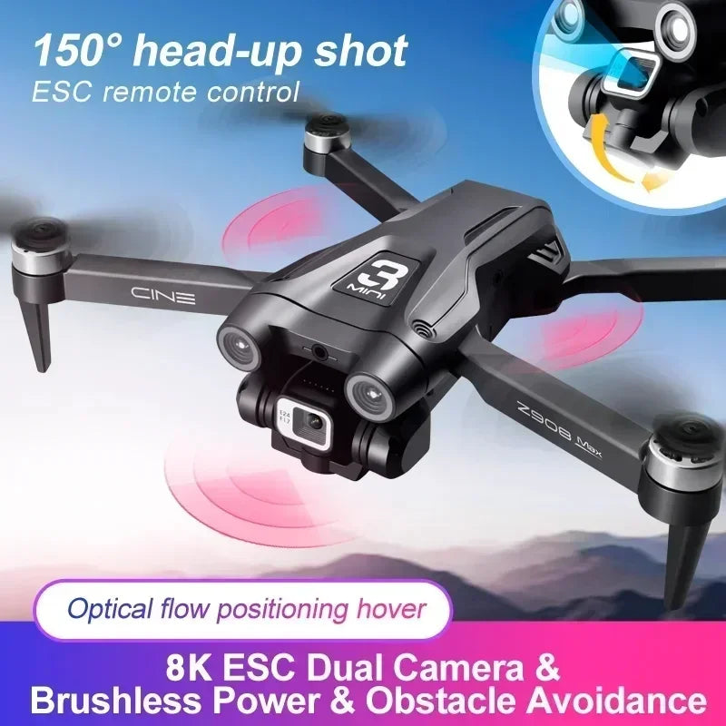 Z908Pro Max 8K HD GPS Drone Dual Camera Brushless Motor Optical Flow Obstacle Avoidance Foldable Quadcopter 9000M RC Distance