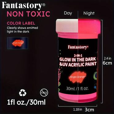 Acrylic Paint Set, 10 Neon and Glow in the Dark Colors Acrylic Paint for Wood, Fabric, Crafts, Canvas, Stone, Drawing & Painting