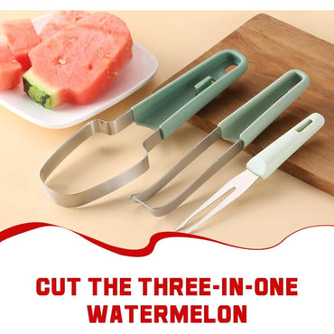 2024 New  in 1 Stainless Steel Watermelon Popsicle , Watermelon Fork  Slicer Tool Melon   Portability Fruit Fork Kitchen Gadgets
