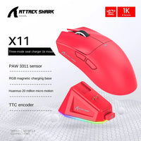 Attack Shark X11 Triple Mode Connectivity, PAW3311 Bluetooth Mouse, Touch Magnetic Charging Dock, Ultra-Light Gaming Mouse