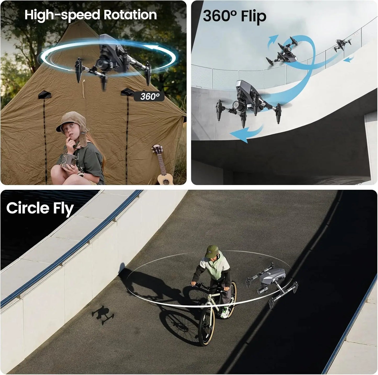 WeFone WF10 Mini FPV Drone 1080P, 3 Batts, 3D Flip, Easy Start, Gift，C0.