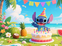 Stitch theme background cute cartoon birthday party beach summer seaside children decoration Photography booth