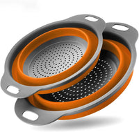 Kitchen Strainer Colander Set,2PCS  Food Strainers for Kitchen Collapsible Colander with Plastic Handles for Pasta and Spaghetti