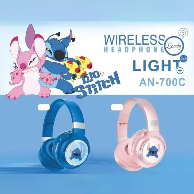 Disney Stitch Headphone Bluetooth Wireless Over-ear Foldable Computer Earphones Stereo Gaming Headset Noise Reduction AN-700