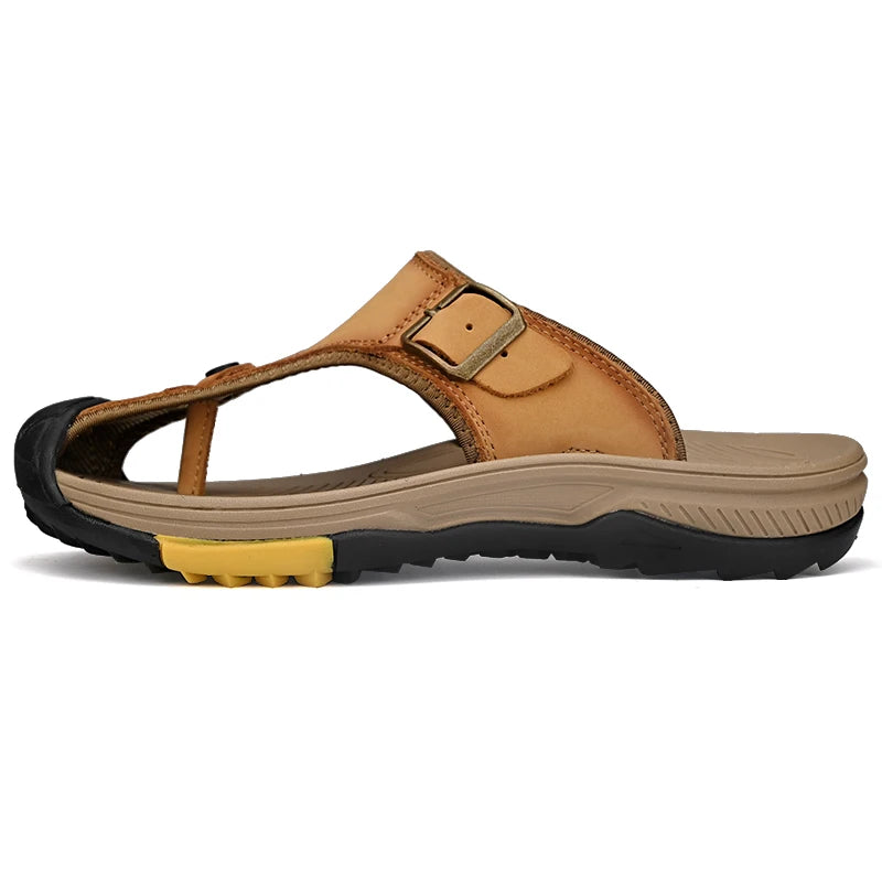 Genuine Leather Sandals Men Breathable Summer Shoes Man Waterproof Outdoor Men Sandals Antiskid Beach Sandals Footwear