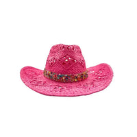 Festival Pink Cowboy Straw Hat Woman - Summer Western Party Decorations Cosplay with Cowboy Hats for Cowgirl Party of Theme