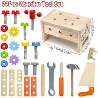 Wooden Tool Set for Kids, 29 Pcs Montessori Toddler Toys with Tool Box