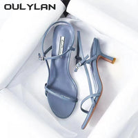 Oulylan 2024 Women Sandals Open Toe Simple Style Office  Summer Narrow Band Sex High Heels Modern Footwear Lady Sandals