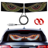 2Pcs LED Dynamic Demon Eyes Atmosphere Light USB Car Front Rear Windshield Glass Light Auto Decoration Accessories