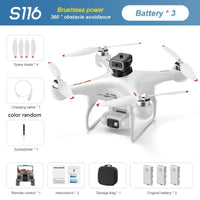 S116 MAX Drone Professional with 3 Batteries 8K Dual Camera Optical Flow Brushless 360° Obstacle Avoidance WIFI FPV RC Dron Toys