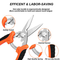 3pcs Multifunctional Stainless Scissors Pruner Garden Scissors for Gardening Flower Fruit Tree Manually Scissor Electrician Tool