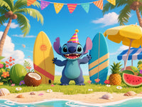 Stitch theme background cute cartoon birthday party beach summer seaside children decoration Photography booth