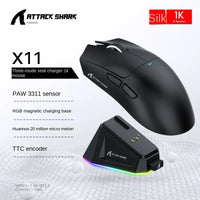 Attack Shark X11 Triple Mode Connectivity, PAW3311 Bluetooth Mouse, Touch Magnetic Charging Dock, Ultra-Light Gaming Mouse