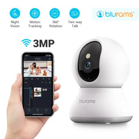 Blurams 2.4＆5G WiFi Indoor Camera, 2K, 360° PTZ Pet Dog IP CCTV Camera with Phone App, 2-Way Talk, Night Vision, for Home Securi