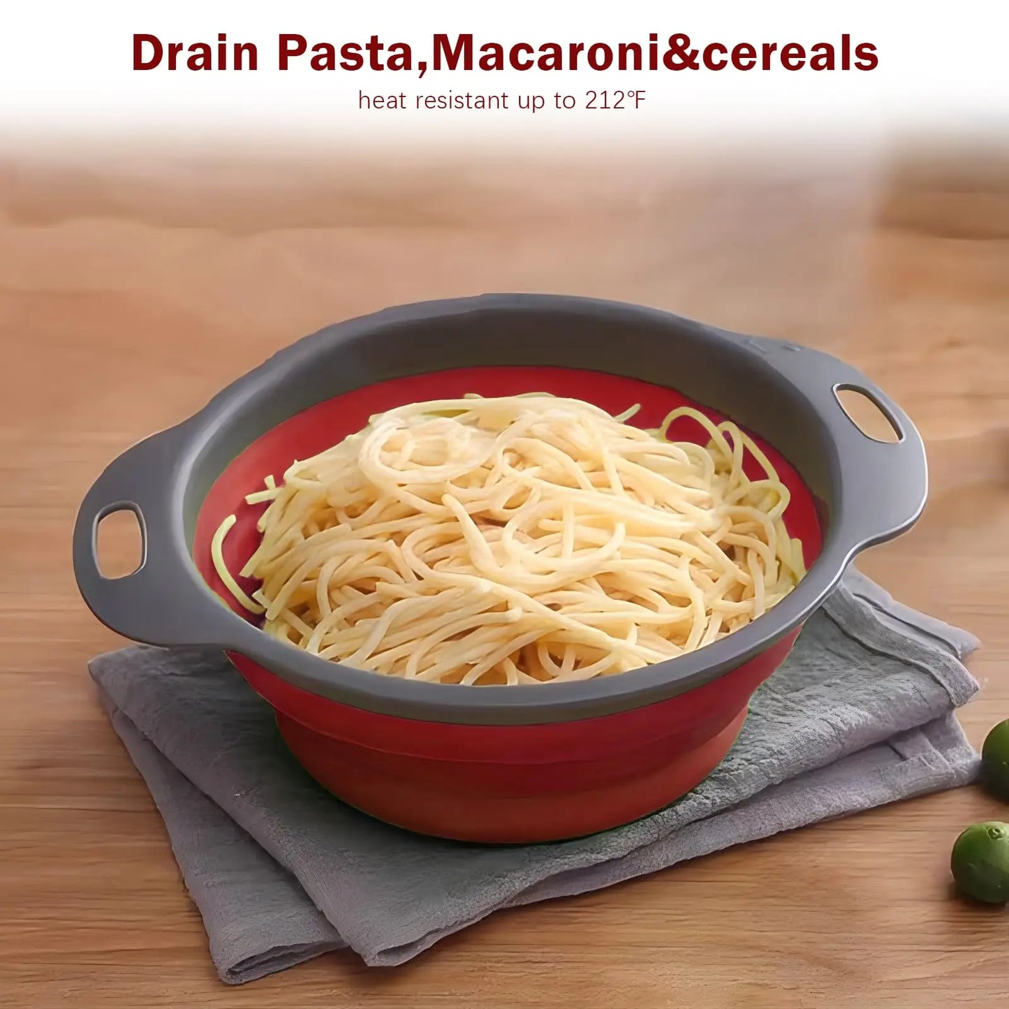 Kitchen Strainer Colander Set,2PCS  Food Strainers for Kitchen Collapsible Colander with Plastic Handles for Pasta and Spaghetti