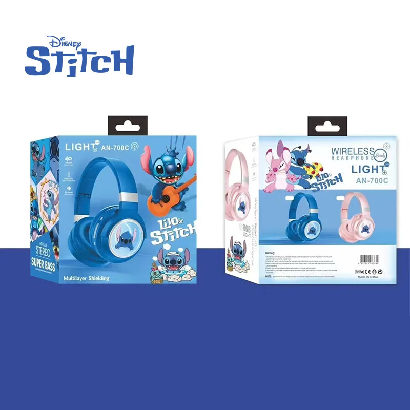 Disney Stitch Headphone Bluetooth Wireless Over-ear Foldable Computer Earphones Stereo Gaming Headset Noise Reduction AN-700