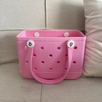 EVA Waterproof Summer Storage Basket Mini Kid Beach Bogg Bag Women Shopping Bag Picnic Rubber Jelly Tote Bogg Bag Kid Purses