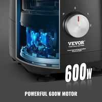 VEVOR Food Processor 9-Cup Vegetable Chopper for Chopping Slicing Shredding Puree and Kneading 600W Stainless Steel Blade  Black
