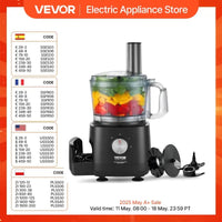 VEVOR Food Processor 9-Cup Vegetable Chopper for Chopping Slicing Shredding Puree and Kneading 600W Stainless Steel Blade  Black