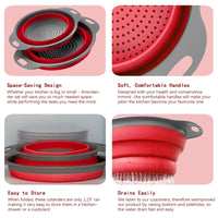 Kitchen Strainer Colander Set,2PCS  Food Strainers for Kitchen Collapsible Colander with Plastic Handles for Pasta and Spaghetti