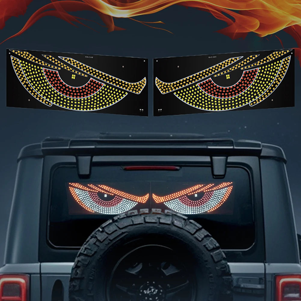 2Pcs LED Dynamic Demon Eyes Atmosphere Light USB Car Front Rear Windshield Glass Light Auto Decoration Accessories