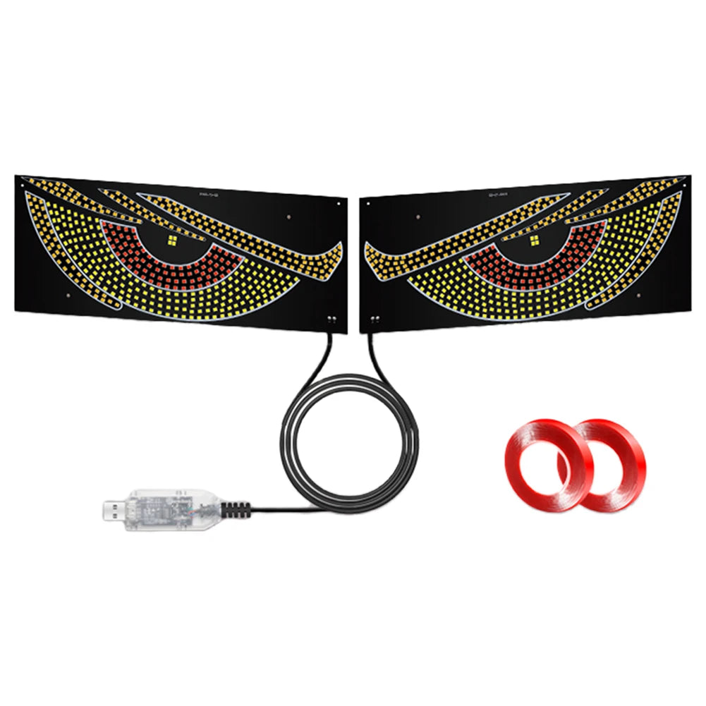 2Pcs LED Dynamic Demon Eyes Atmosphere Light USB Car Front Rear Windshield Glass Light Auto Decoration Accessories