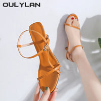 Oulylan 2024 Women Sandals Open Toe Simple Style Office  Summer Narrow Band Sex High Heels Modern Footwear Lady Sandals