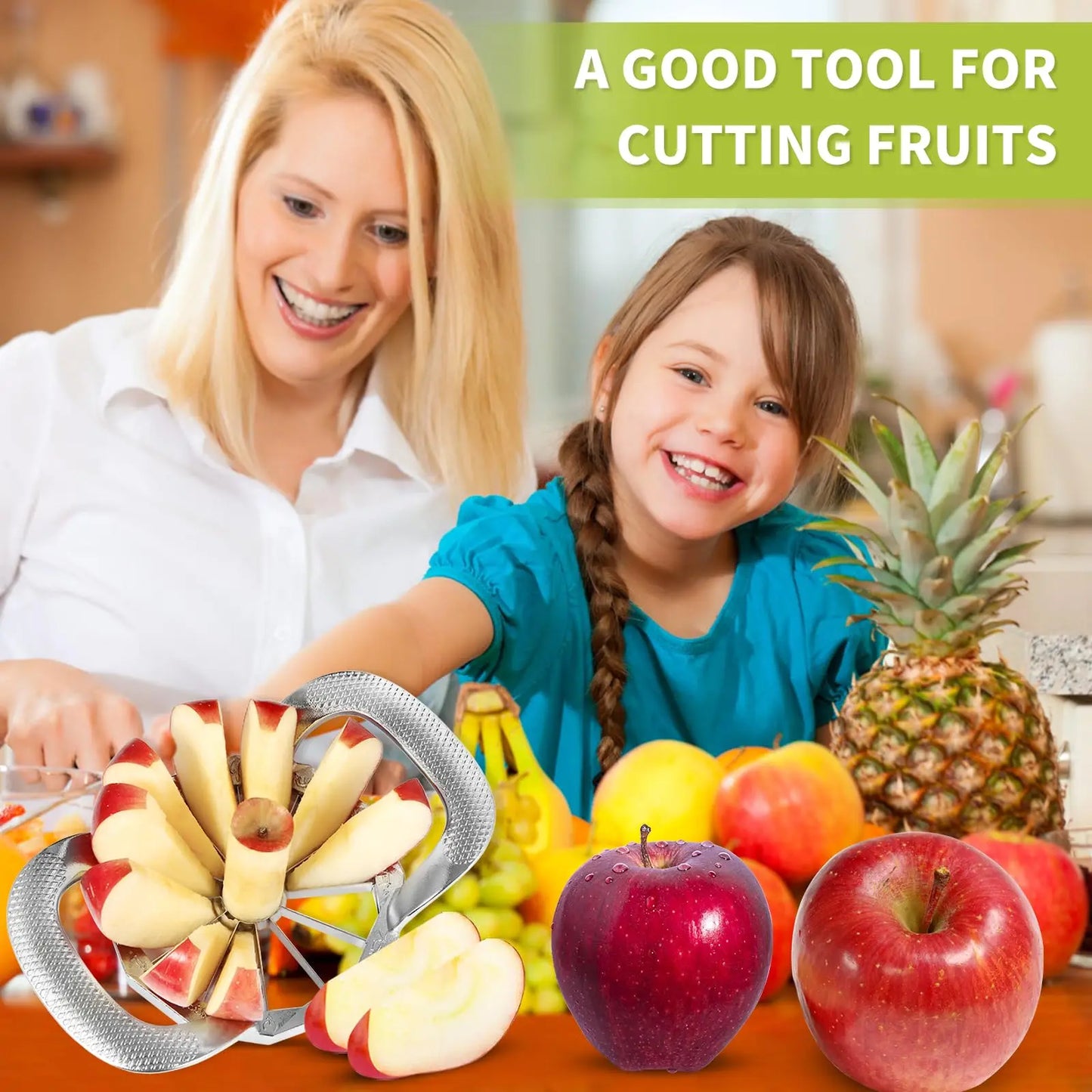 Upgraded 12 Blades Apple Slicer and Corer,Stainless Steel Ultra-Sharp Fruit Slicer Cutter Tools Kitchen Accessories