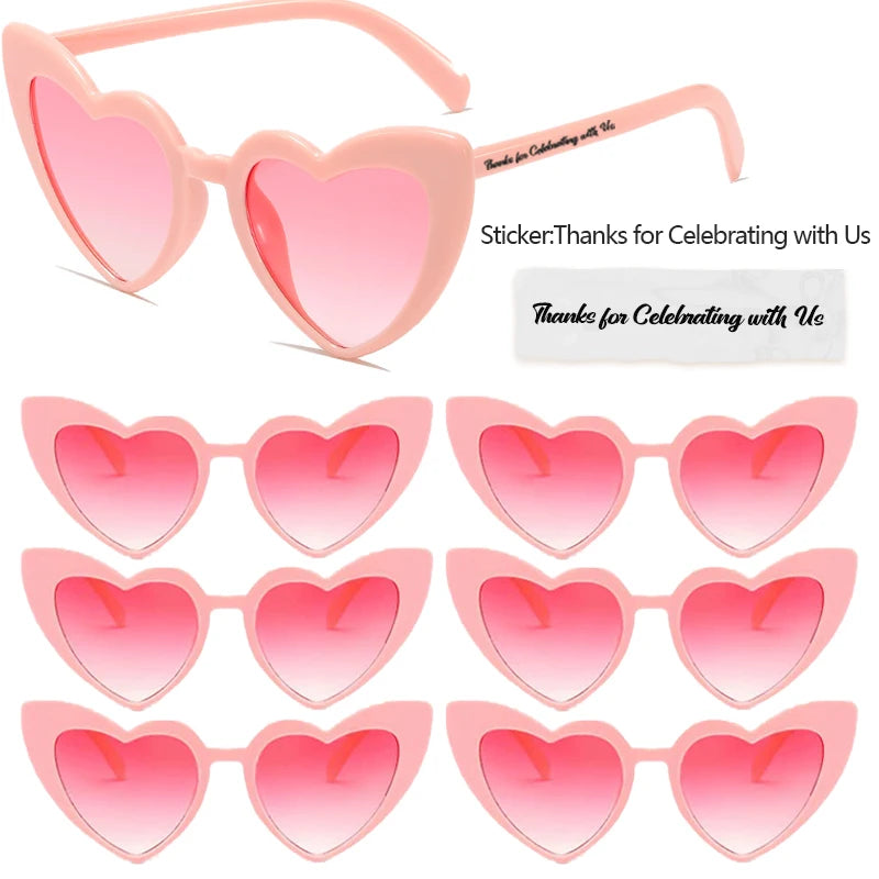 12-100Pcs Wedding Sunglasses Heart Shaped Sunglasses Wedding Bridal Shower Decor Bachelorette Hen Party Supplies Bridesmaid Gift
