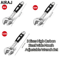 AIRAJ 3Pcs Adjustable Wrench Universal Adjustable Wrench Multifunctional Large Opening Wrench Pipe Wrench Tool Set Hand Tool