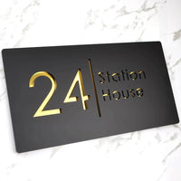 Personalized Custom 3D Door Sign Laser Cut Acrylic Mirror Text Modern Floating House Number Sign Outdoor Street Family Name Sign