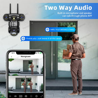 Hongnaer 12MP 6K Three Lens V380 Pro Outdoor Wireless Nigh Vision WiFi 4G Network PTZ Home CCTV 4G Sim Card WiFi Security Camera
