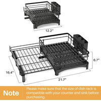 Dish Drying Rack - Extendable Dish Rack, Large Sink Drying Drainer for Kitchen Counter, Stainless Steel Dish Strainer