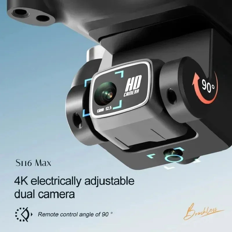 S116 MAX Drone Professional with 3 Batteries 8K Dual Camera Optical Flow Brushless 360° Obstacle Avoidance WIFI FPV RC Dron Toys