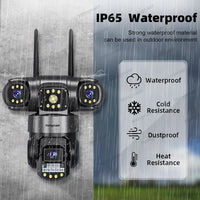 Hongnaer 12MP 6K Three Lens V380 Pro Outdoor Wireless Nigh Vision WiFi 4G Network PTZ Home CCTV 4G Sim Card WiFi Security Camera