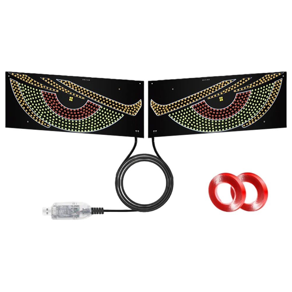 2Pcs LED Dynamic Demon Eyes Atmosphere Light USB Car Front Rear Windshield Glass Light Auto Decoration Accessories