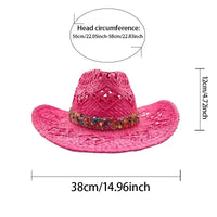 Festival Pink Cowboy Straw Hat Woman - Summer Western Party Decorations Cosplay with Cowboy Hats for Cowgirl Party of Theme