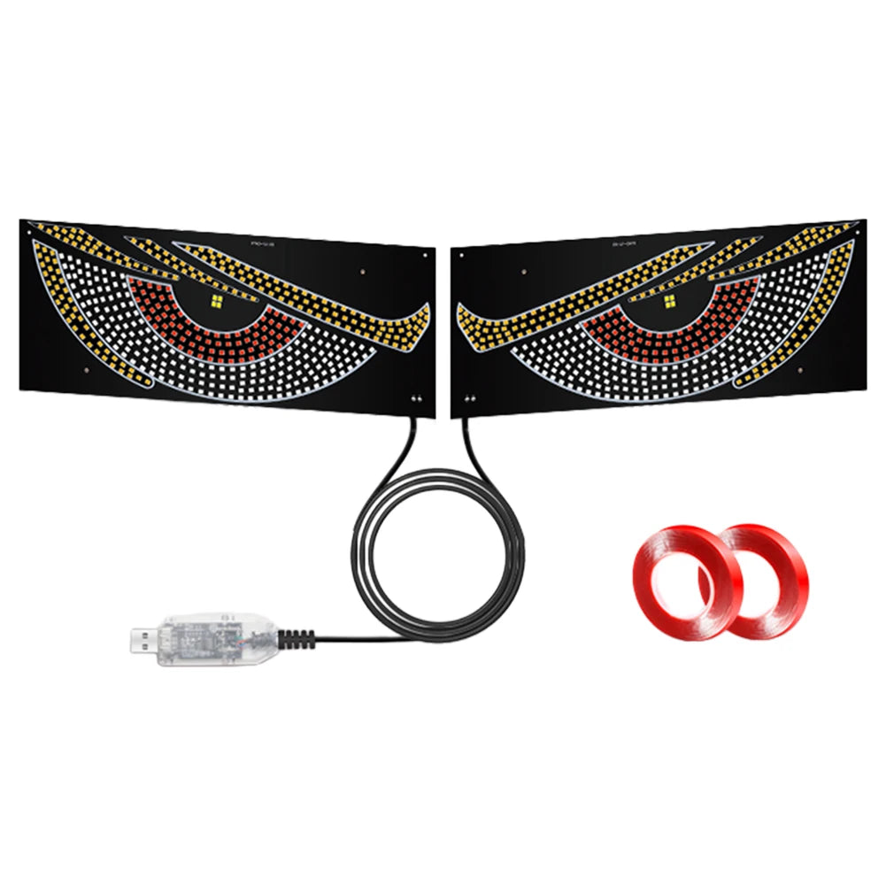 2Pcs LED Dynamic Demon Eyes Atmosphere Light USB Car Front Rear Windshield Glass Light Auto Decoration Accessories