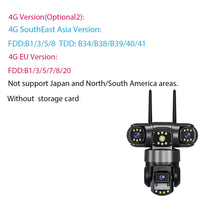 Hongnaer 12MP 6K Three Lens V380 Pro Outdoor Wireless Nigh Vision WiFi 4G Network PTZ Home CCTV 4G Sim Card WiFi Security Camera