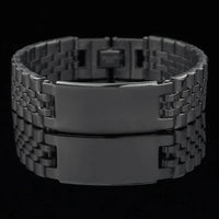 Personalize Custom Name Men Stainless Steel Bracelet watch band Black Smooth Engrave Logo Id Bracelets Gift Jewelry