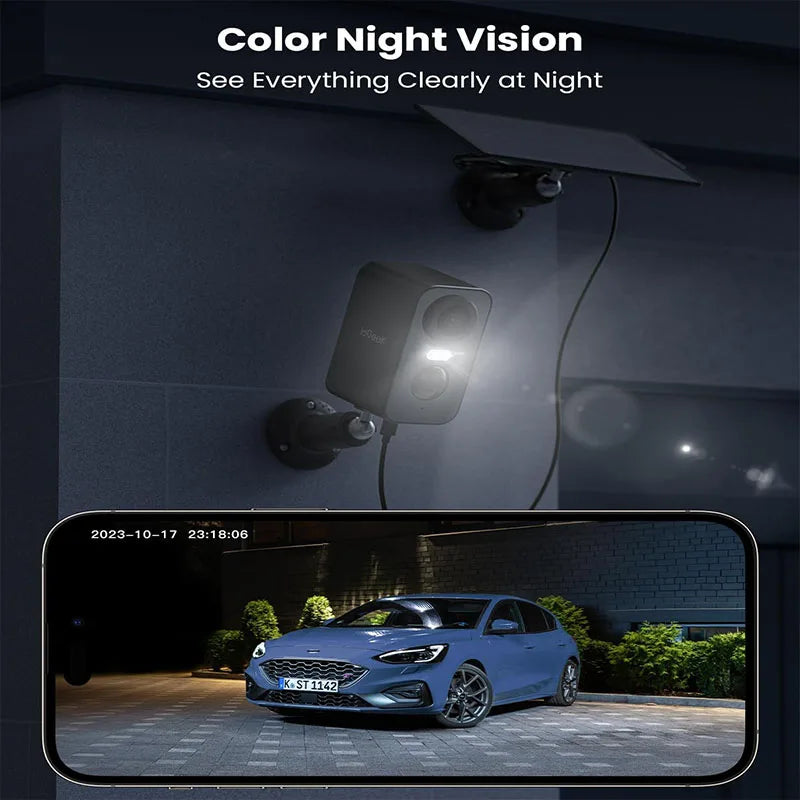 ieGeek 2K 3MP WiFiSolar Security Camera Outdoor Wireless with Color Night Vision,   Camera Home Security Camera,Motion Detection