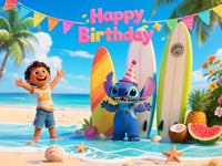 Stitch theme background cute cartoon birthday party beach summer seaside children decoration Photography booth