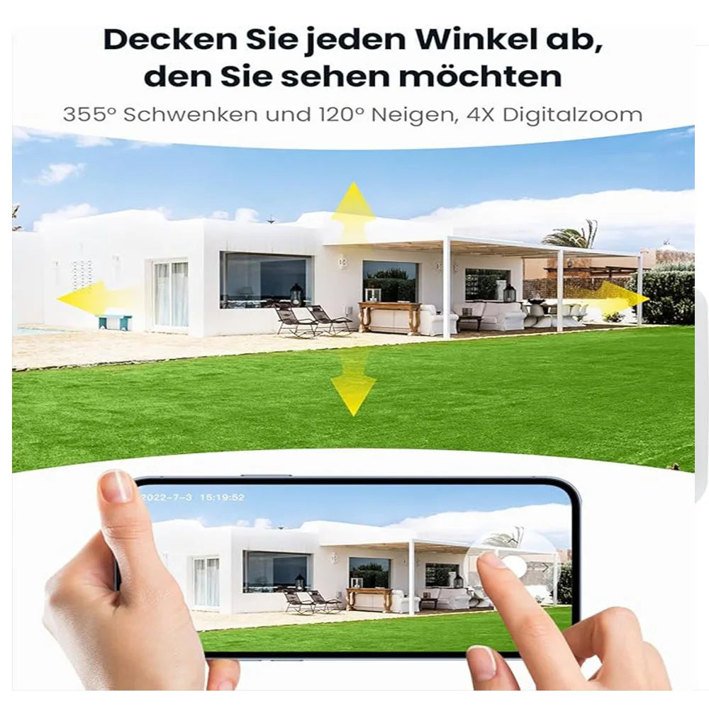 ieGeek  2K 3MP WiFi Security Cameras Wireless Outdoor,  for Home Surveillance, 360 PTZ Battery Powered Cam with Solar Panel