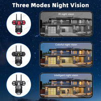 Hongnaer 12MP 6K Three Lens V380 Pro Outdoor Wireless Nigh Vision WiFi 4G Network PTZ Home CCTV 4G Sim Card WiFi Security Camera