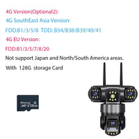 Hongnaer 12MP 6K Three Lens V380 Pro Outdoor Wireless Nigh Vision WiFi 4G Network PTZ Home CCTV 4G Sim Card WiFi Security Camera