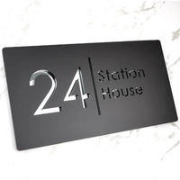 Personalized Custom 3D Door Sign Laser Cut Acrylic Mirror Text Modern Floating House Number Sign Outdoor Street Family Name Sign